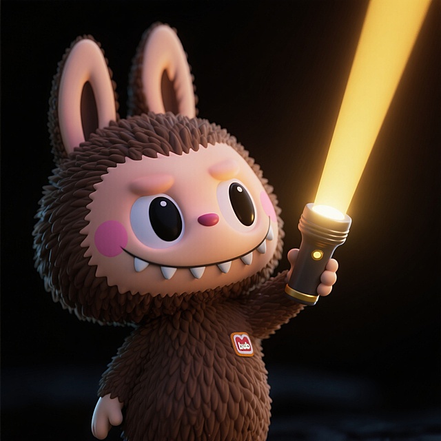 拿着手电筒向上照