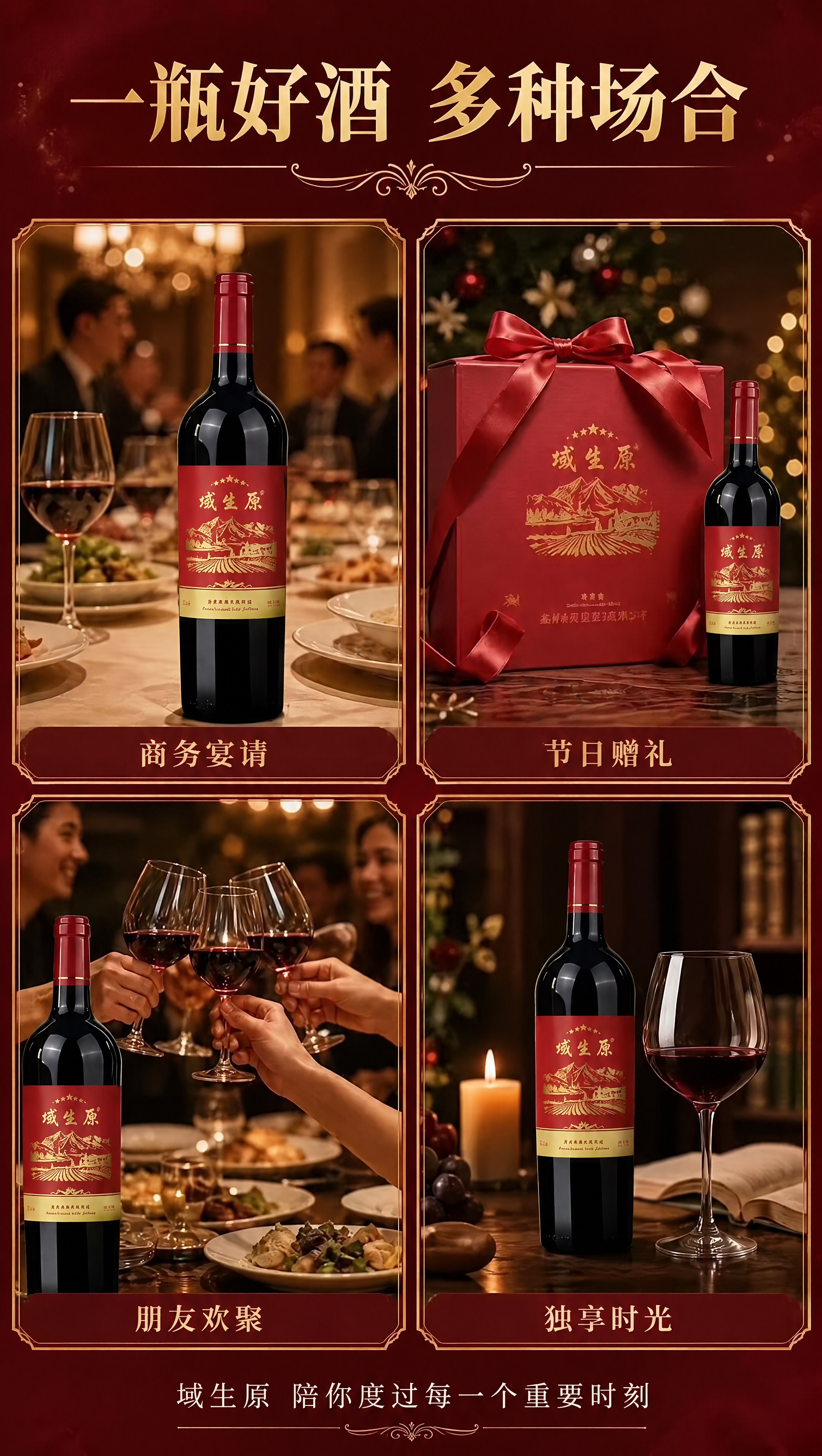 将图中所有红酒瓶（包括商务宴请、节日赠礼、朋友欢聚、独享时光四… - 图片创意预览