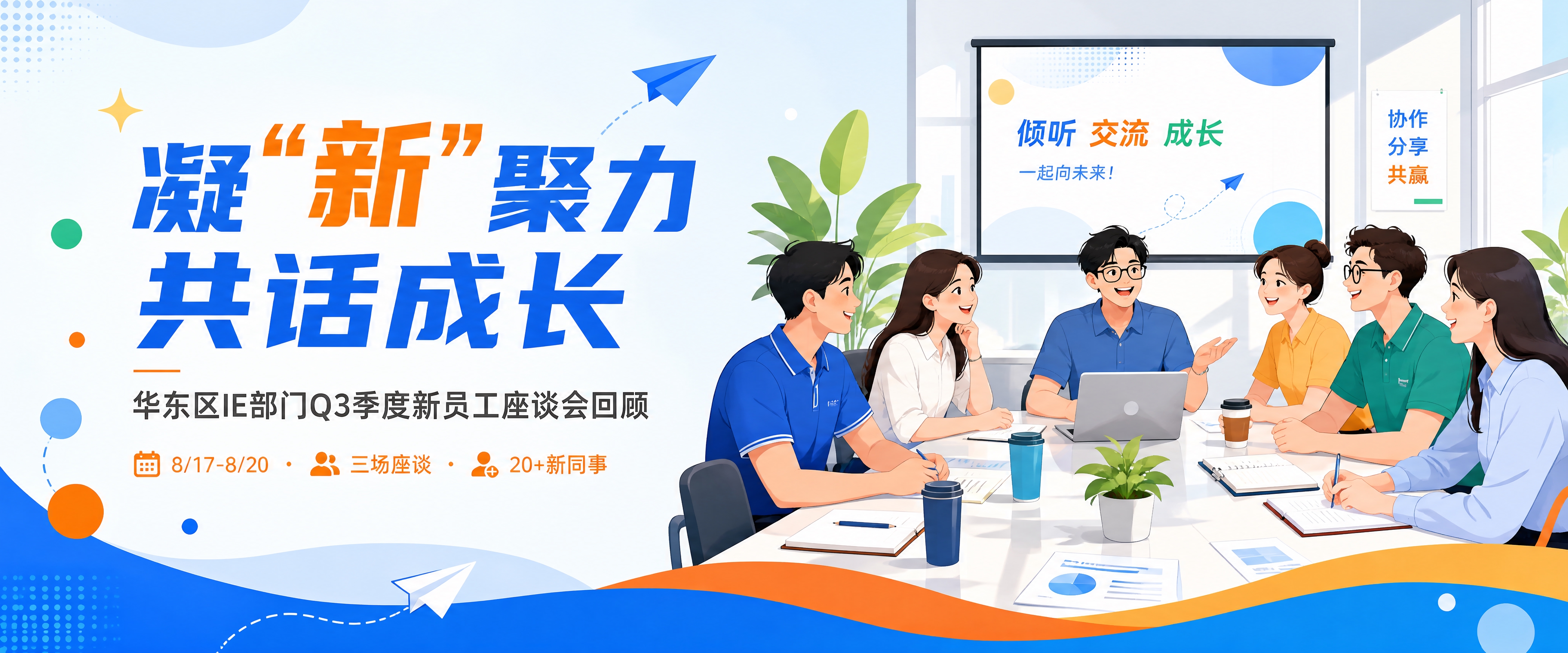 公众号宣传首图——华东区IE部门Q3新员工座谈会回顾。企业内部… - 图片创意预览