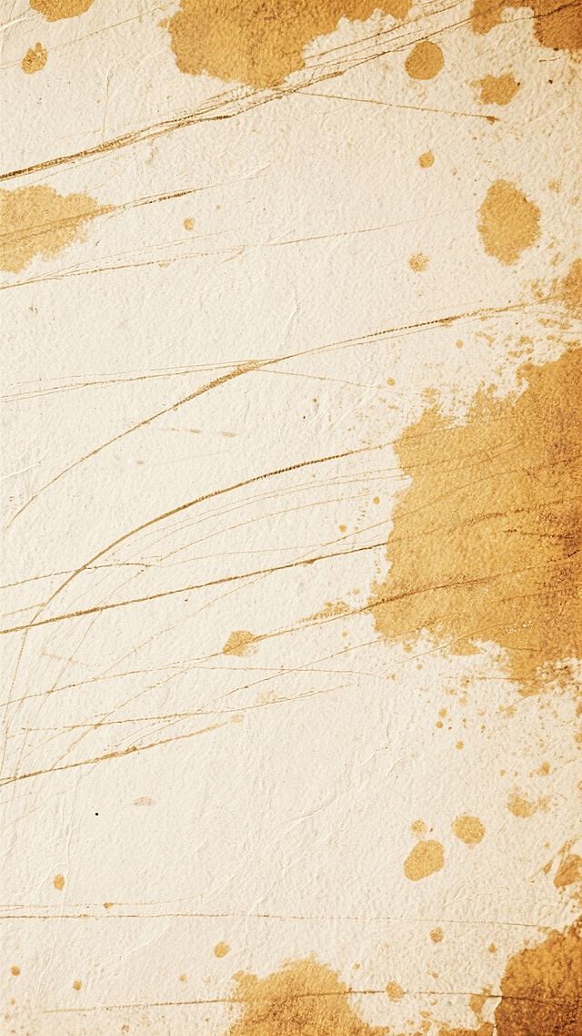 复古怀旧风格的纹理背景，以米白色为基底，覆盖着深浅不一的棕黄色斑驳污渍和褪色痕迹，表面呈现出粗糙的纸张或亚麻布质感，具有明显的肌理感和岁月侵蚀的沧桑感。画面中分布着变换后的划痕样式，包括细密的横向与纵向交错线条、不规则的曲线刮痕以及局部集中的点状磨损，整体保持自然随机的分布状态，色调统一在暖米色与棕黄色系范围内，营造出复古、陈旧且略带粗犷的视觉氛围。