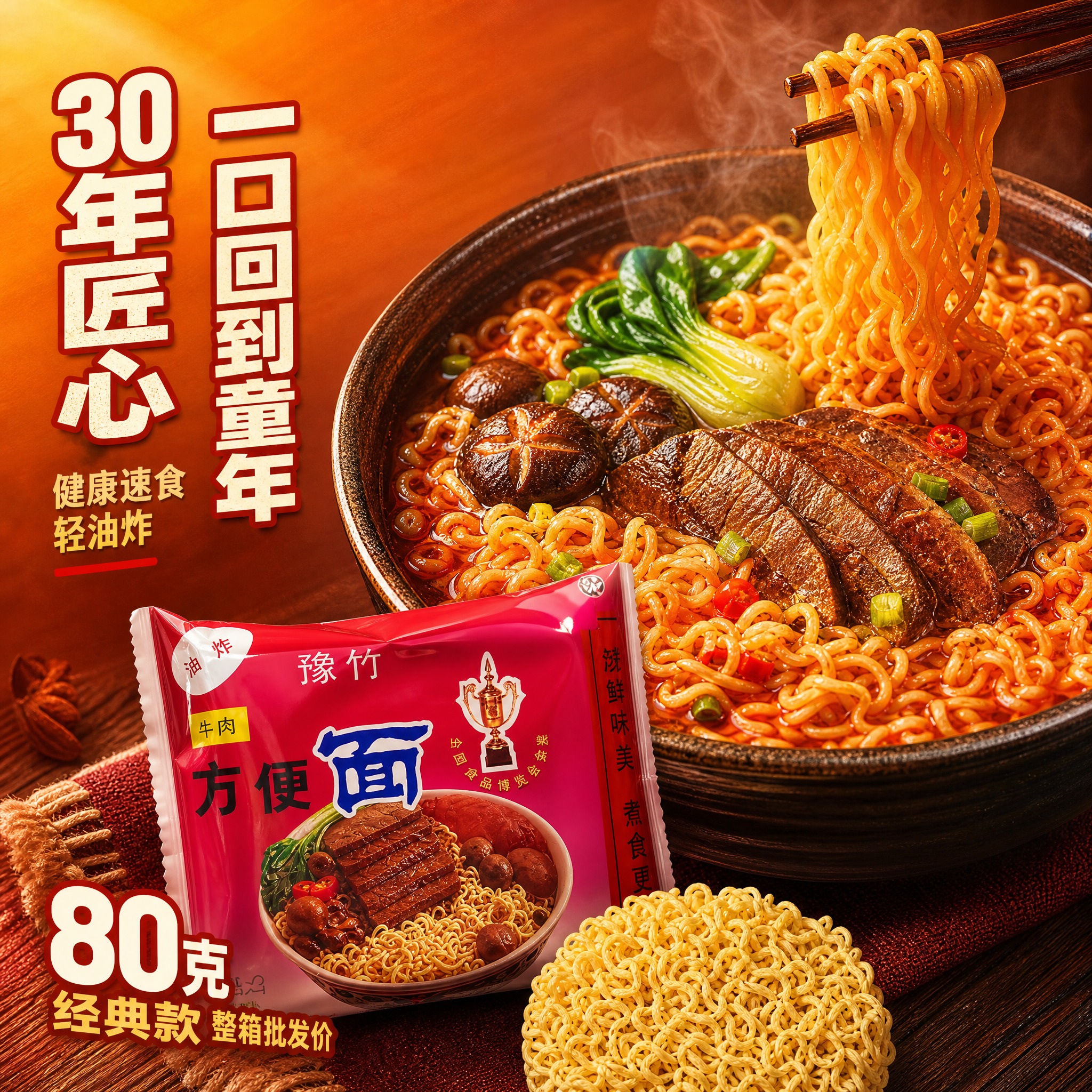 [主图-1] 豫竹方便面 首图点击率 怀旧食欲主题。 [统一基… - 图片创意预览