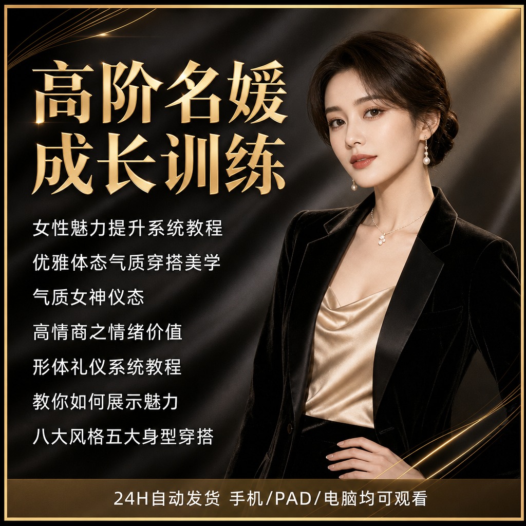 [单张主图] 高阶名媛成长训练课程拼多多商品主图，高端大气名媛… - 图片创意预览