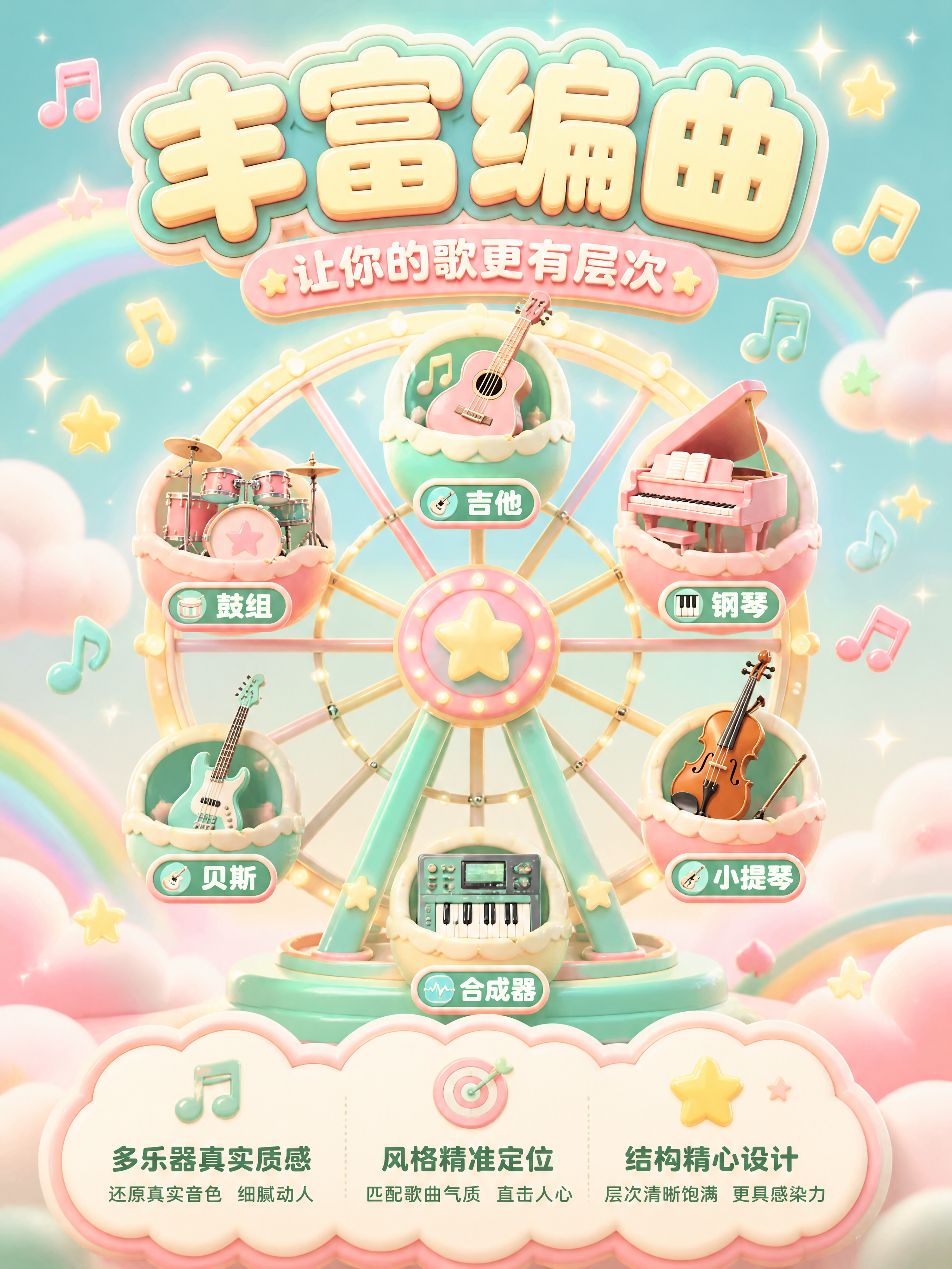 [商品] 使用【图1】【图2】作为音乐服务视觉风格参考；保留3… - 图片创意预览