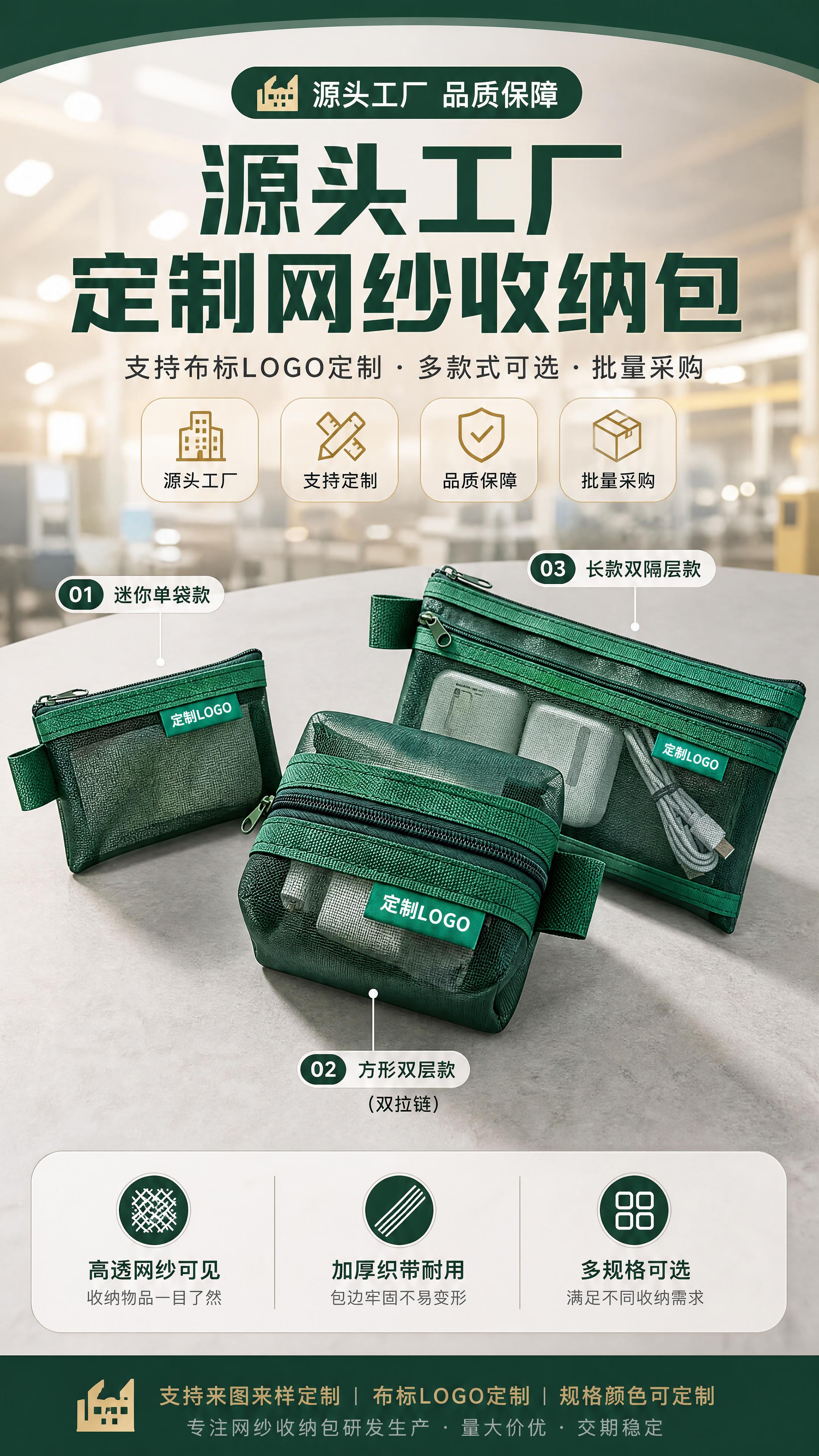 [商品] 使用【图4】方形双层双拉链款网纱收纳包（主）+【图2… - 图片创意预览