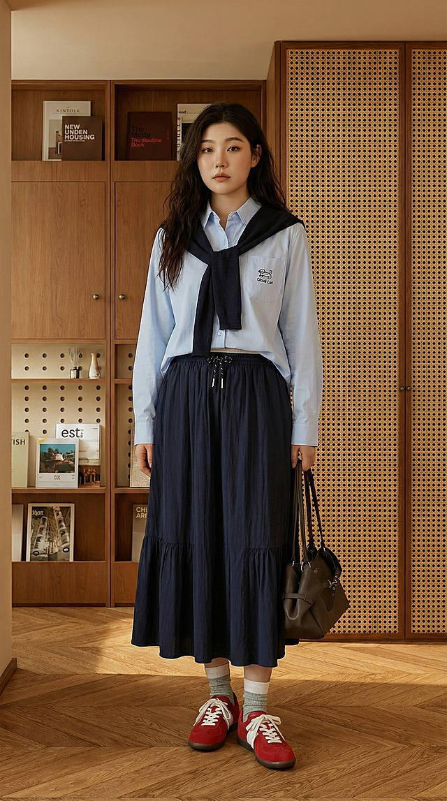 Leave the clothes in their natural state; do not tuck them inside the skirt