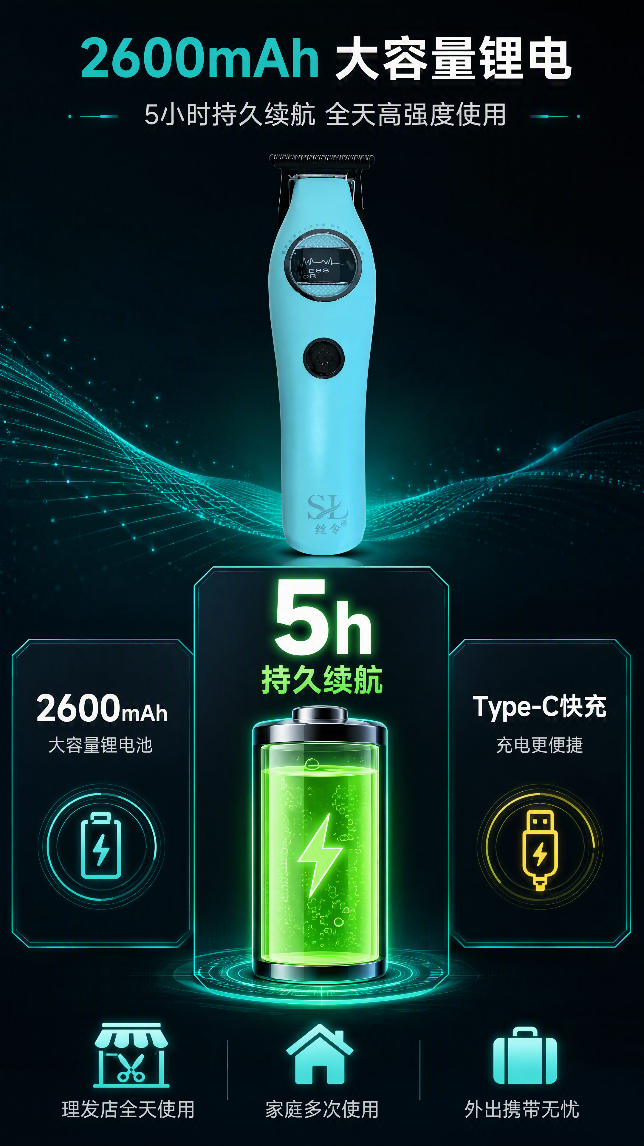 [第7张] 详情页续航能耗-2600mAh大容量锂电5小时持久… - 图片创意预览