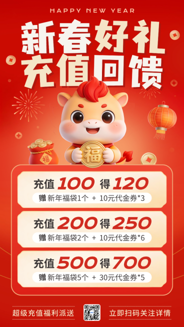 春节促销活动通用喜庆感手机海报预览效果