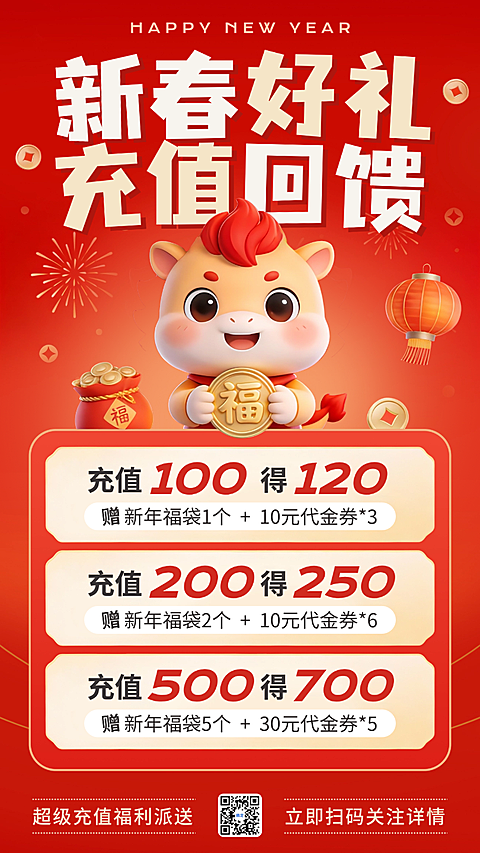 春节促销活动通用喜庆感手机海报