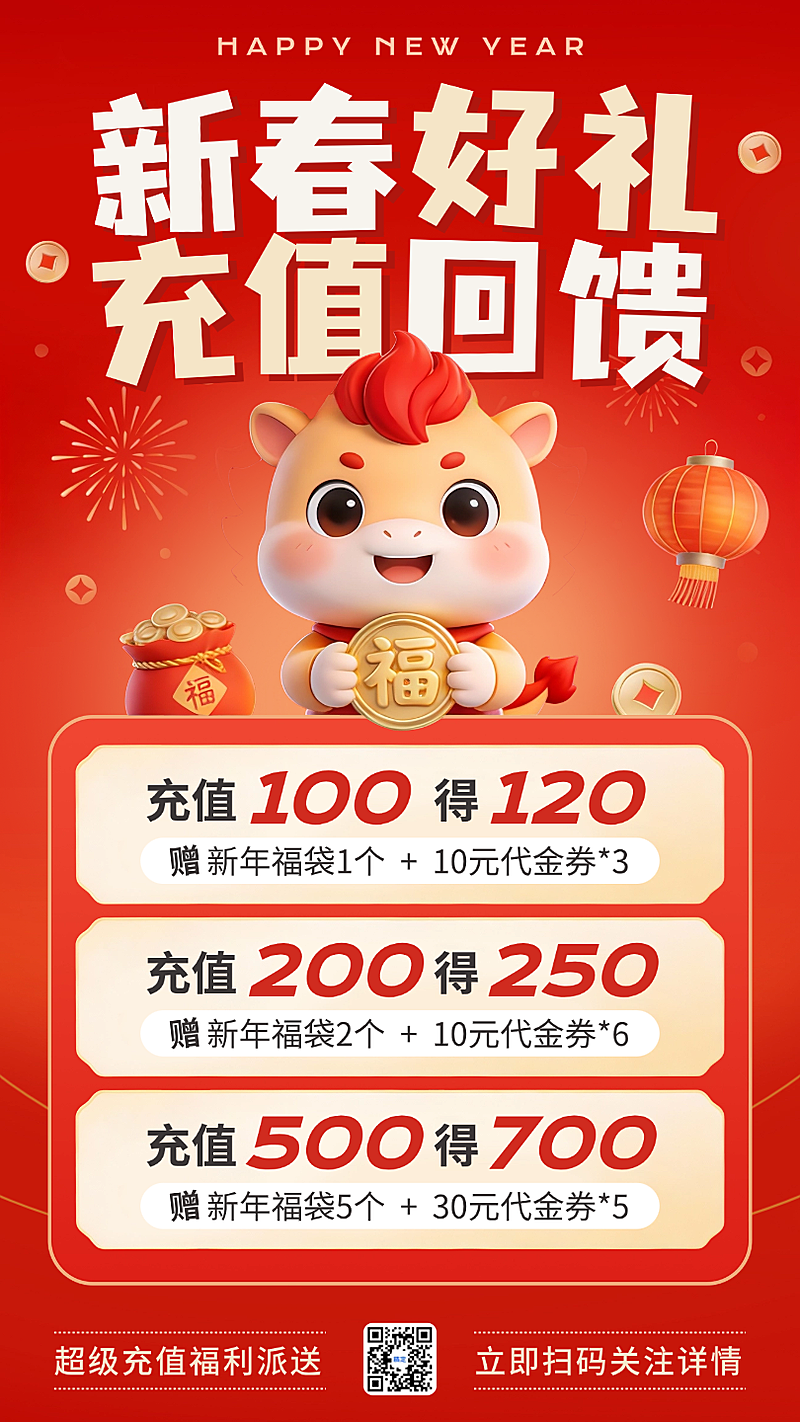 春节促销活动通用喜庆感手机海报