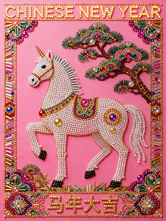 珠绣马年大吉