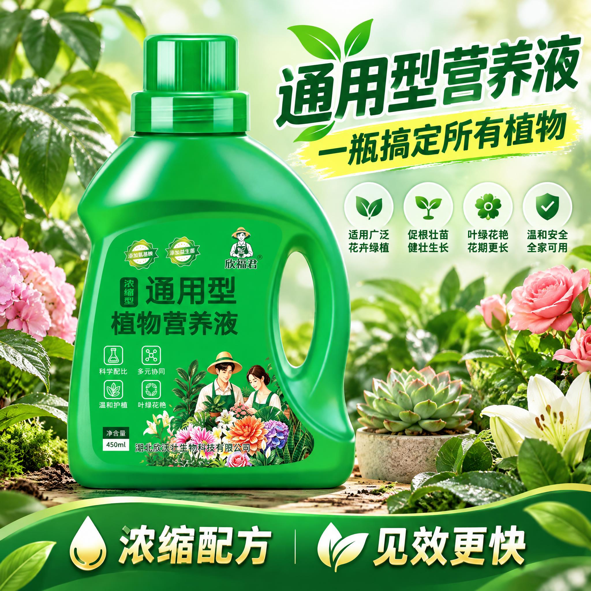 淘宝天猫电商主图，1:1正方形，通用型植物营养液商品主图，清新… - 图片创意预览