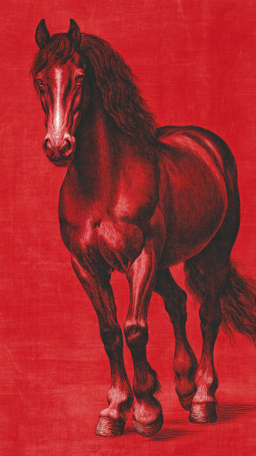 A well-built adult horse, with a clearly defined head, erect ears, bright and lively eyes, a long an预览效果