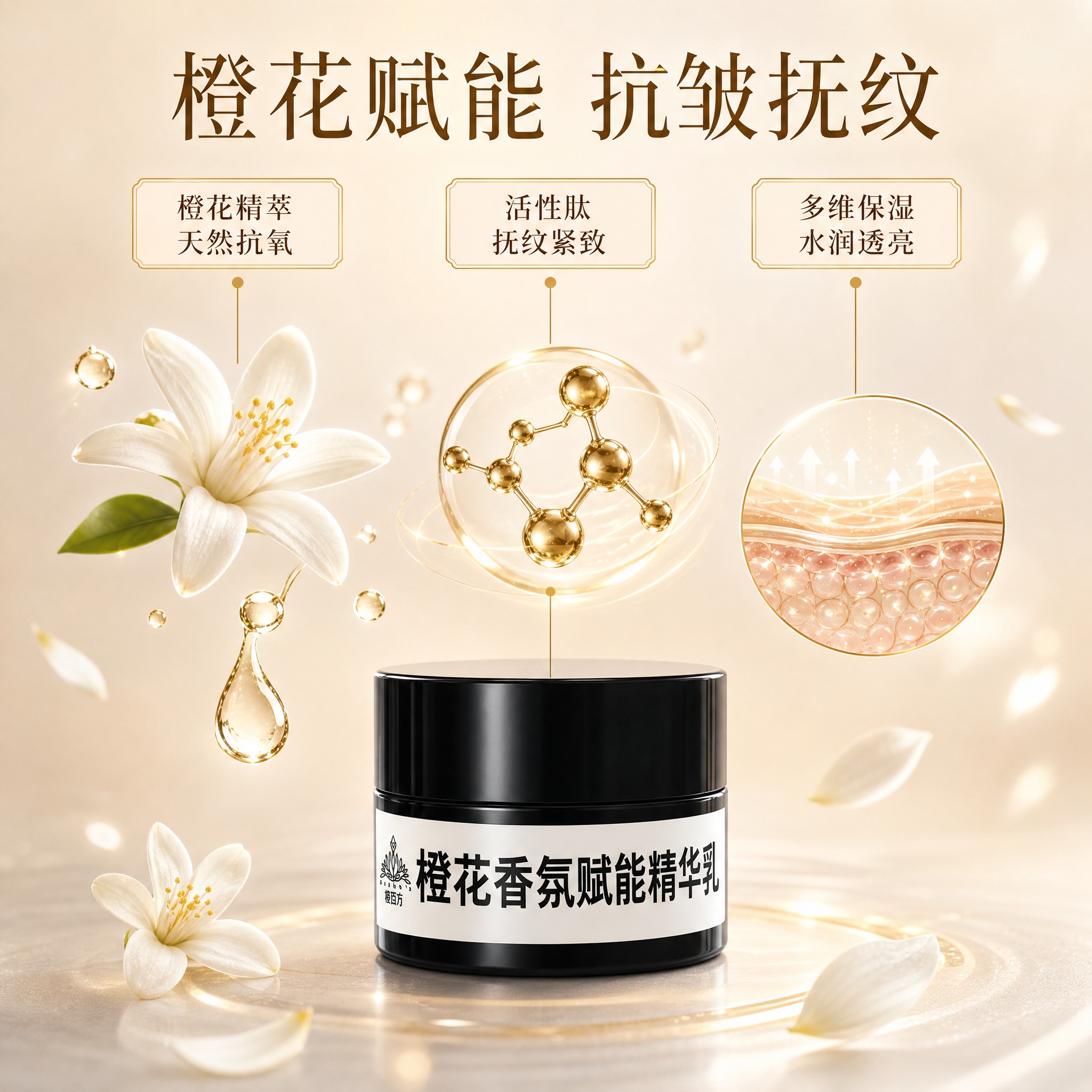 [主图-2] 核心功效成分解析 橙花抗皱紧致。 [统一基调]… - 图片创意预览