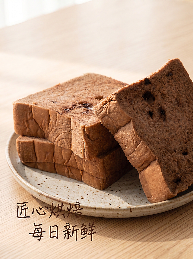 将吐司放在盘子上