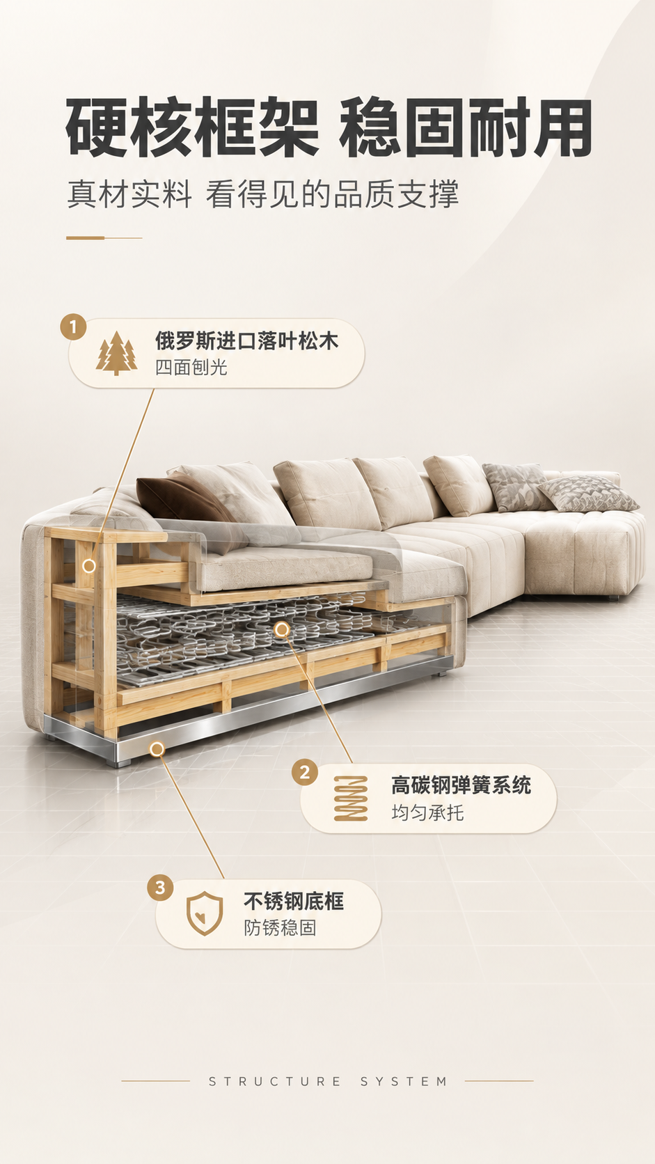 [商品] 使用【图1】Freeman钢琴键沙发；保留米白色布艺… - 图片创意预览