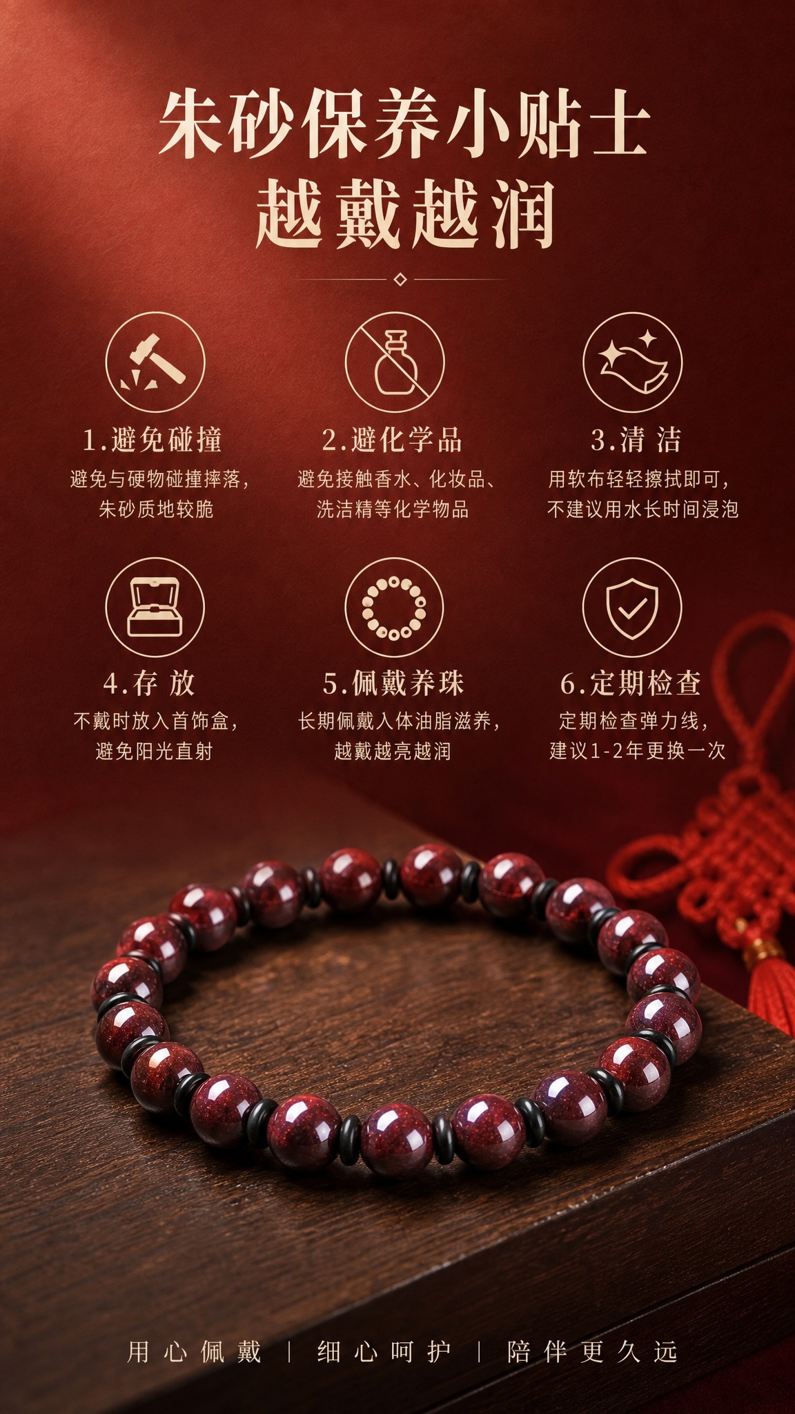 淘宝天猫详情页-保养指南篇，9:16竖版，高级红棕渐变纸质感背… - 图片创意预览