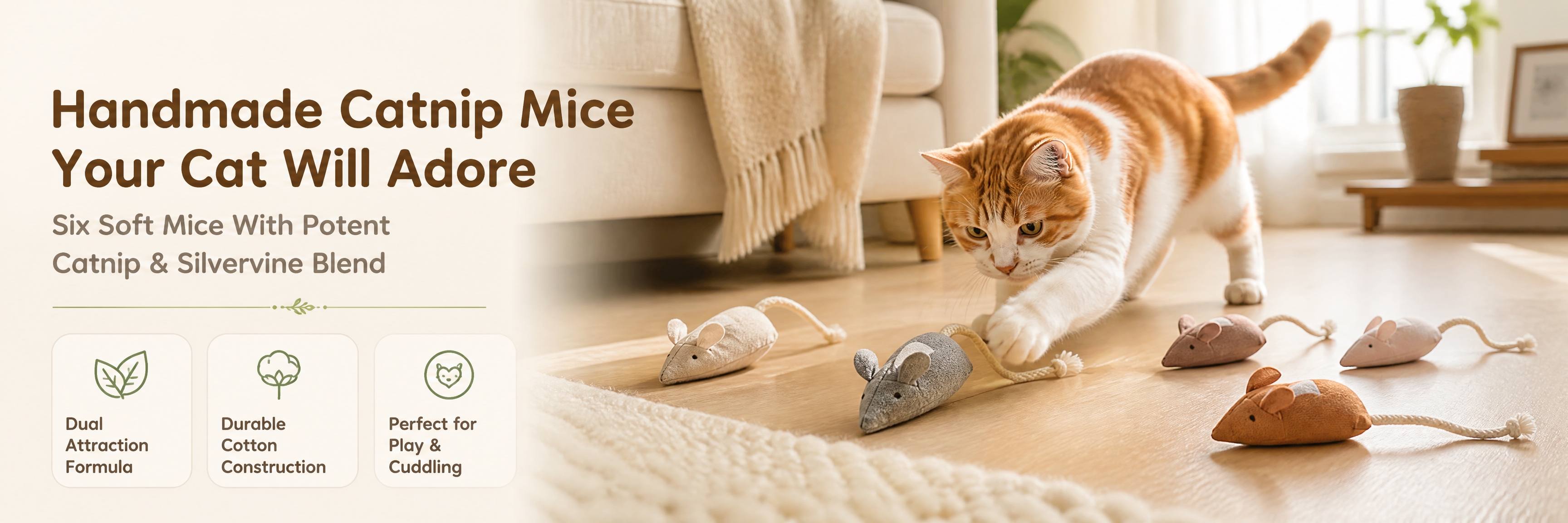 [商品] 使用【图1】6件装手工布老鼠猫玩具；保留6只老鼠的颜… - 图片创意预览