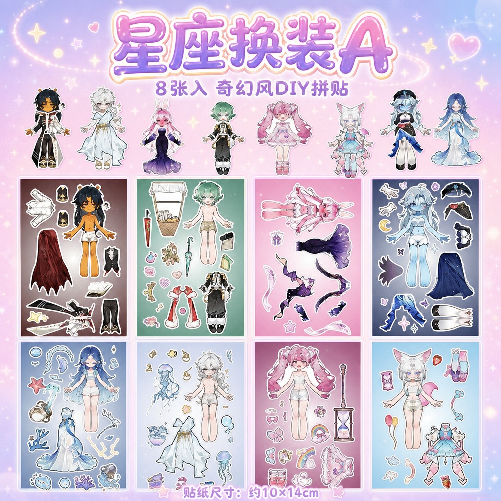1:1电商SKU主图，平面产品展示设计，梦幻奇幻二次元少女风。… - 图片创意预览