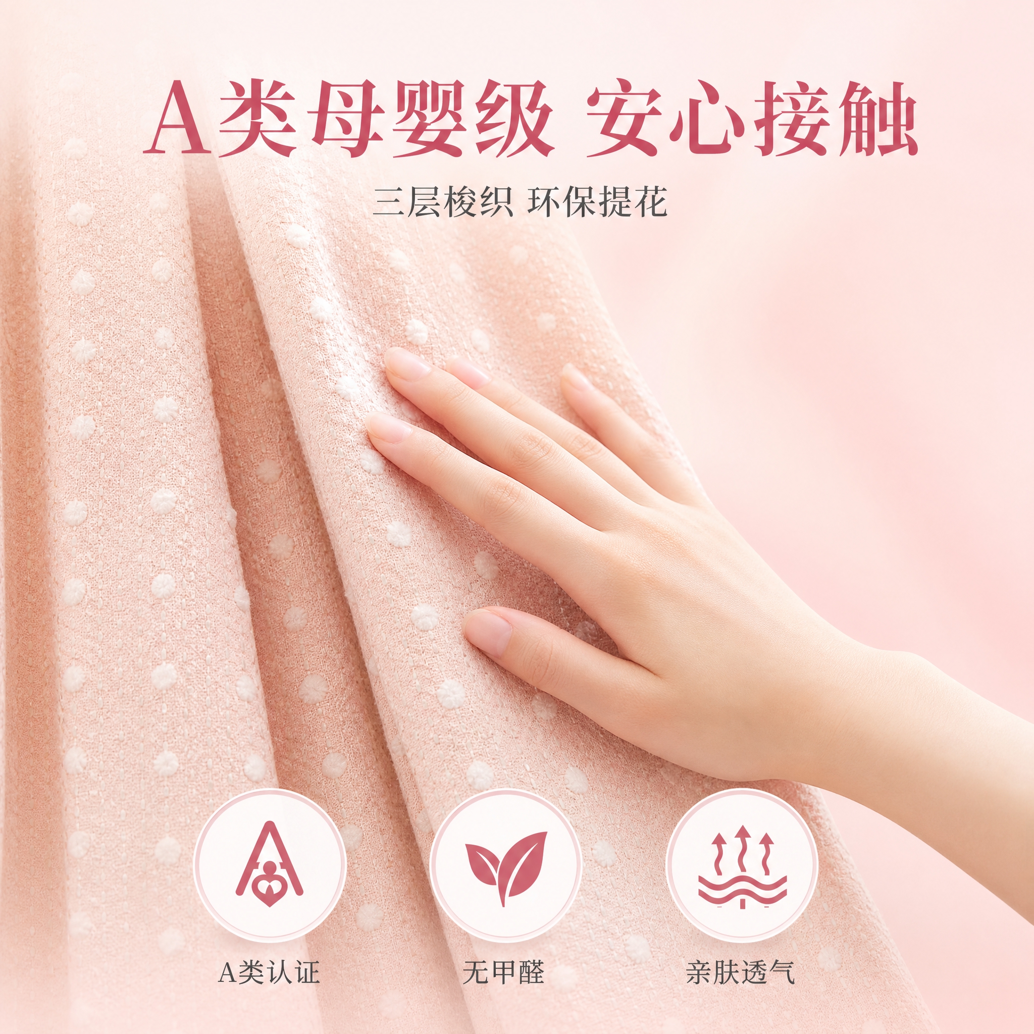[主图-2] A类母婴级亲肤触感体验，展示窗帘面料的安全亲肤特… - 图片创意预览
