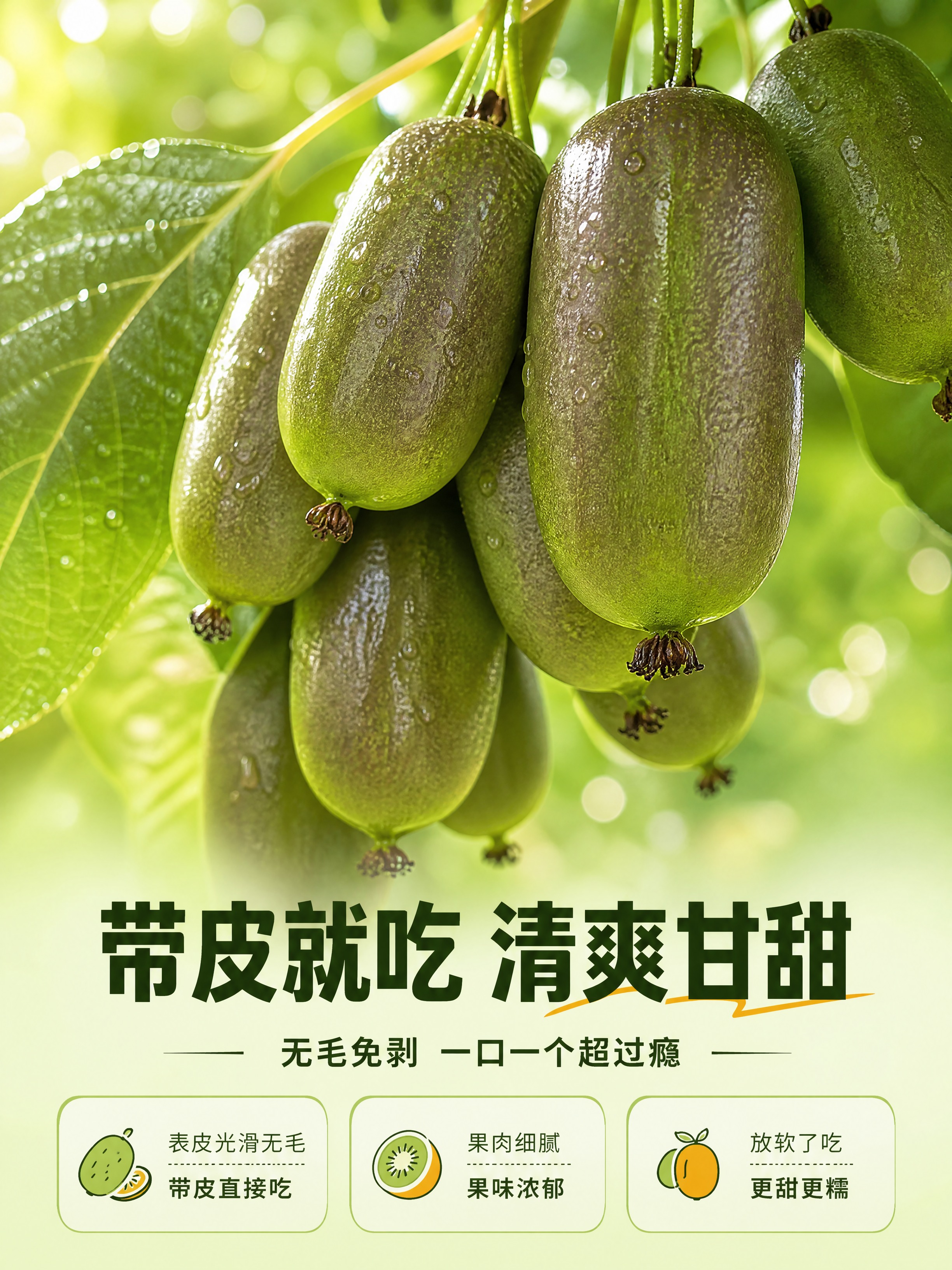 [商品] 使用【图3】软枣猕猴桃果实特写；保留果实椭圆形、绿褐… - 图片创意预览