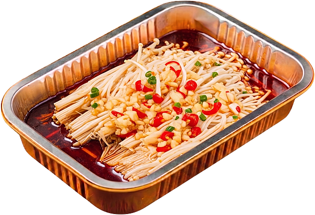 将图1中锡纸里的的豆腐替换成图2锡纸里的金针菇