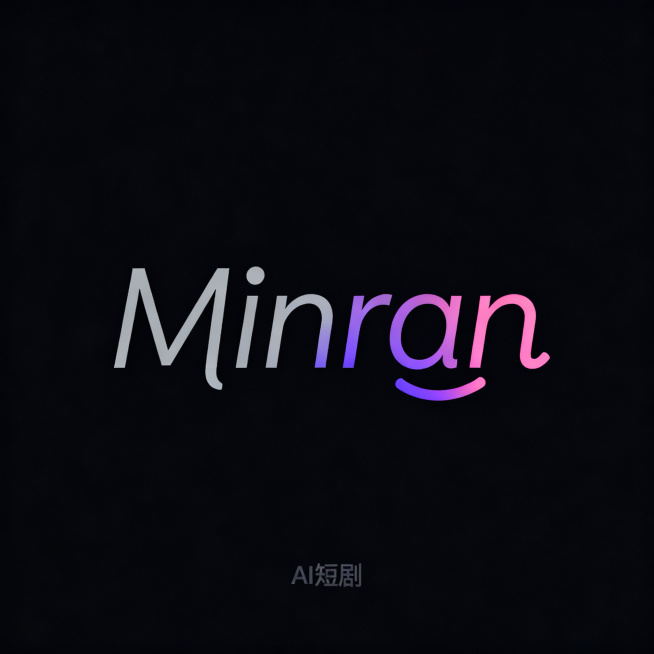 简约现代文字LOGO，文字内容为"Minran"，更具潮流感，贴合年轻人审美，适配AI短剧账号，重新设计字体细节预览效果