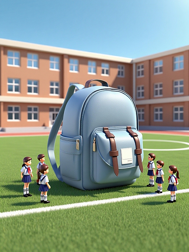 🎒3D 微缩大书包现身操场，学生好奇围堵😆