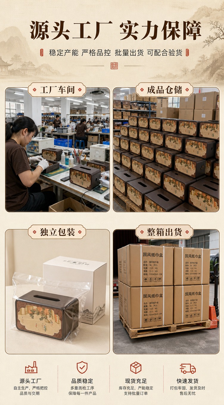 [商品] 使用【图1】深咖色长方形国风 PU 肤感皮革纸巾盒；… - 图片创意预览