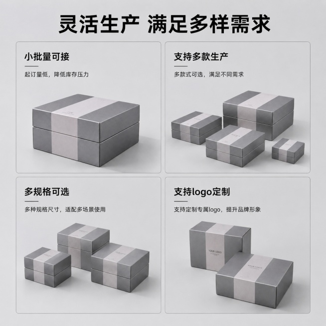 [主图-4] 灵活生产优势展示图，真实简约版式，保持专业真实风格，去掉夸张变形。
[氛围风格] B端专业商务风格，真实可信，简约干净
[画质] 商业摄影质感，光线均匀清晰
[元素] 顶部大标题区域，下预览效果