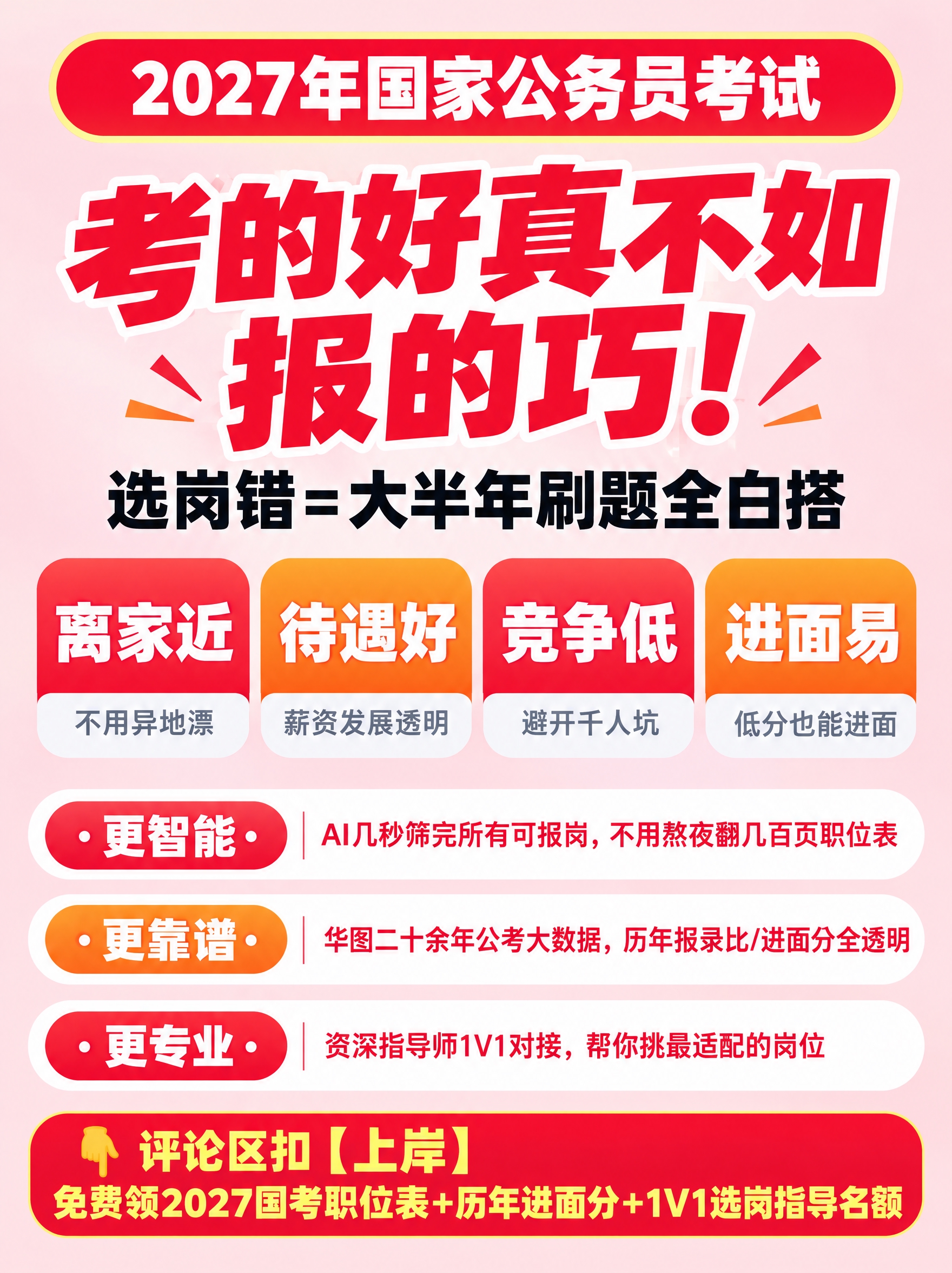 小红书3:4竖版封面图，柔和浅粉色渐变背景，华图公考宣传物料风… - 图片创意预览