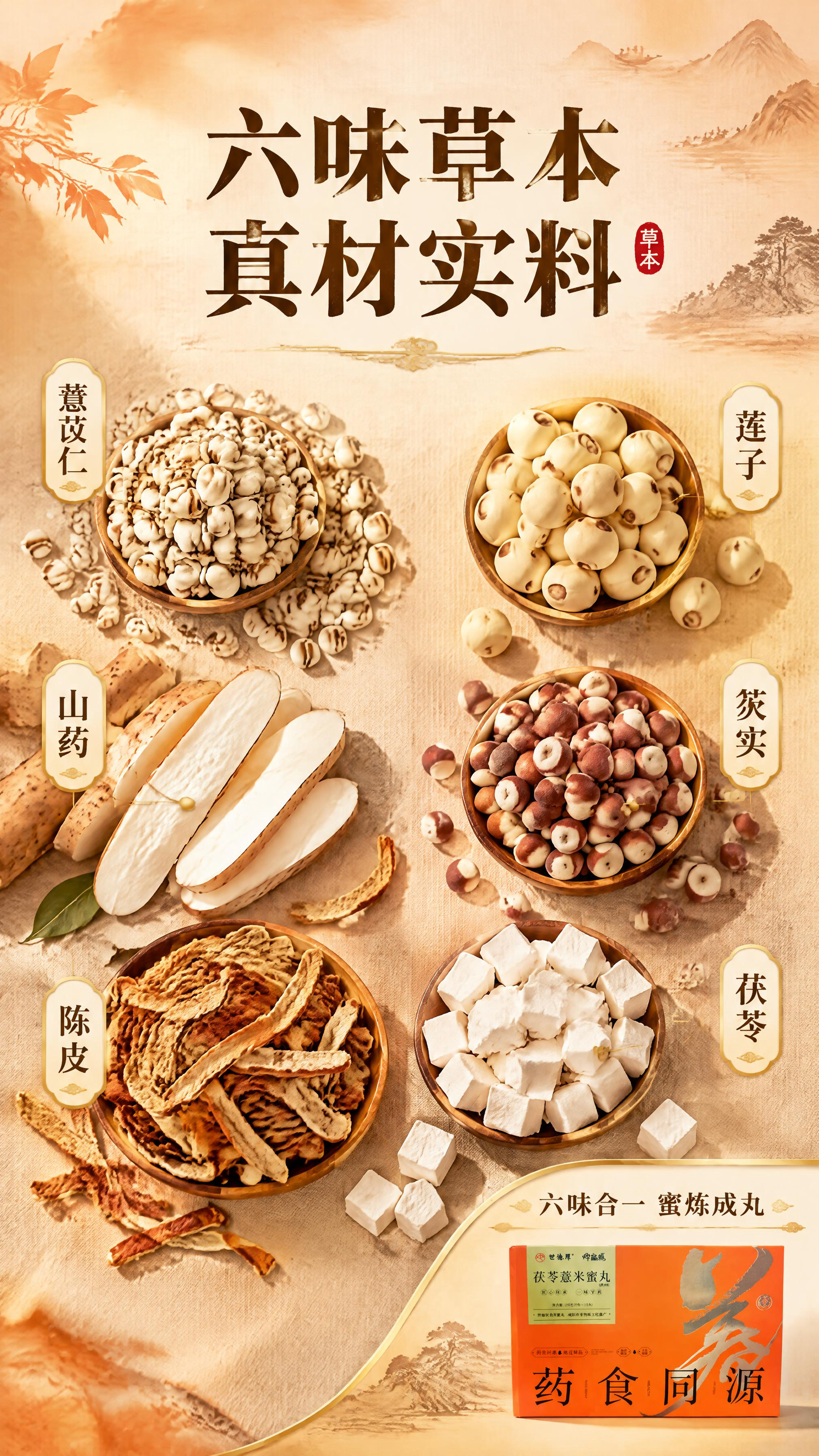 [商品] 本页为成分专张，以六味草本原料为主视觉；右下角小图露… - 图片创意预览