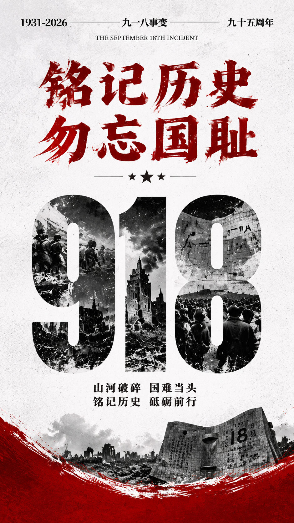 参考这张九一八事变海报的风格，制作一张相似度60%的九一八主题… - 图片创意预览