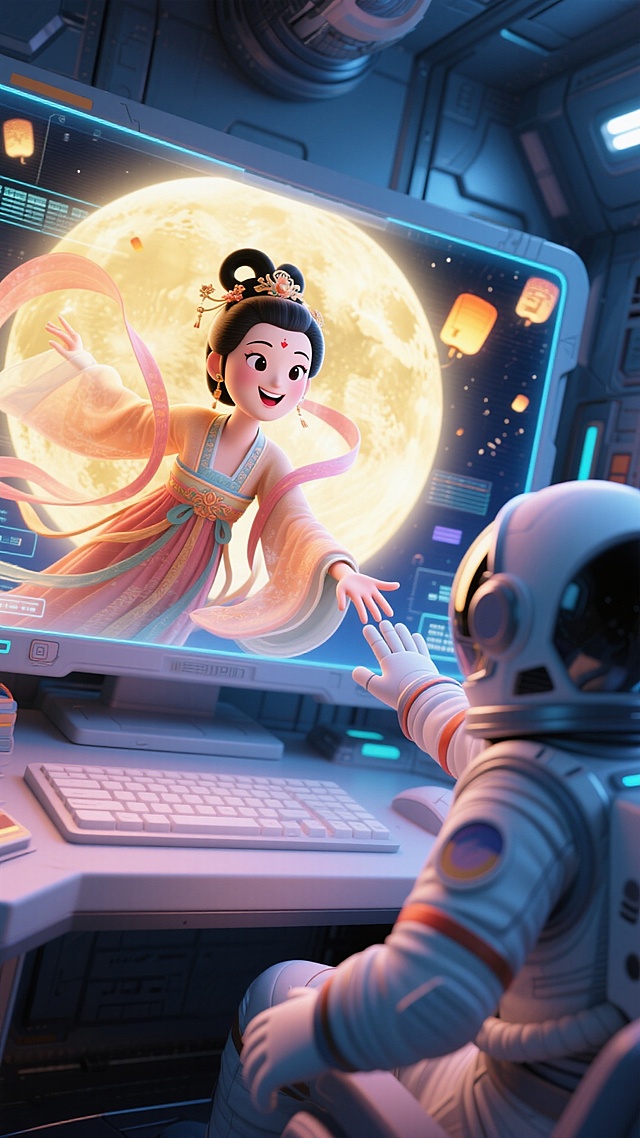 进入太空遇见嫦娥