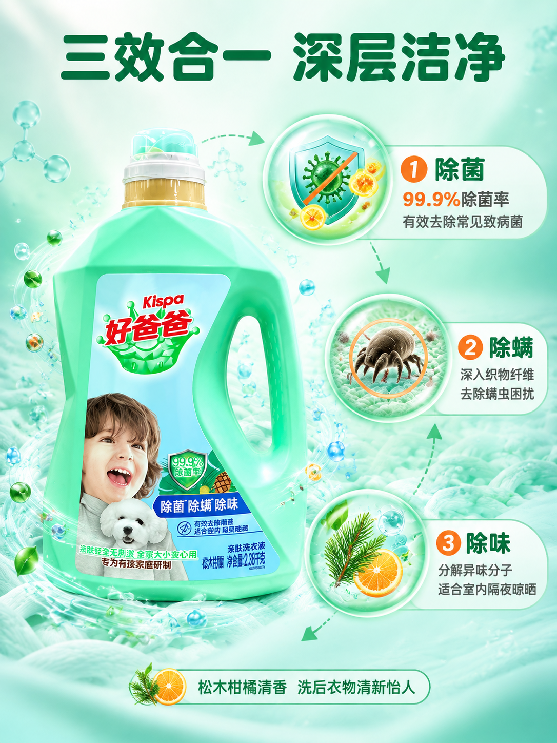 [商品] 使用【图1】好爸爸亲肤除菌洗衣液单瓶；保留绿色瓶身、… - 图片创意预览
