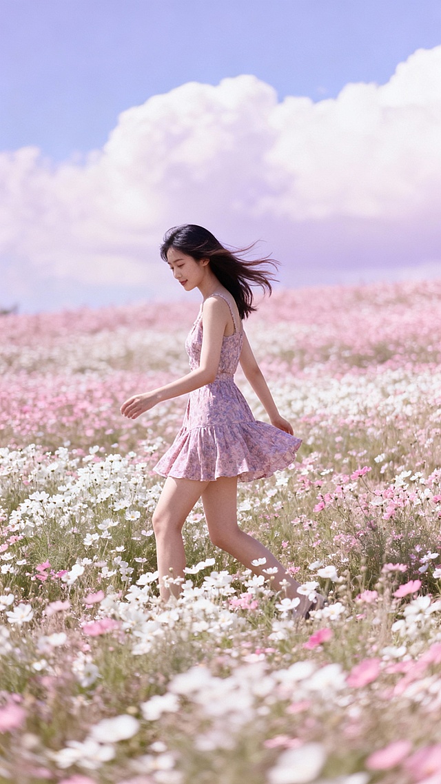 生成50张漂亮小姐姐全身照片，穿超短裙的，单张单张，不要合集