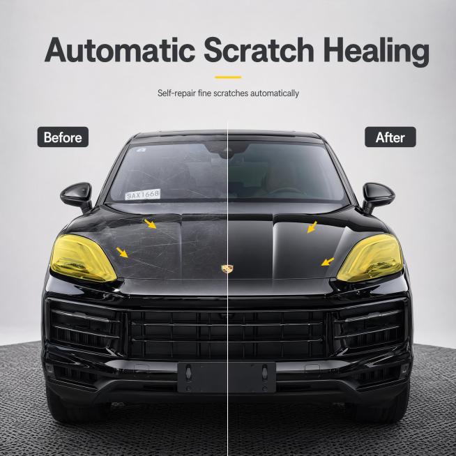 [主图-3] Automatic scratch healing function卖点展示图。
[氛围风格] 功能清晰 专业对比 直观可信
[画质] 商业摄影质感，细节清晰，对比效果明确
[元素] 采预览效果