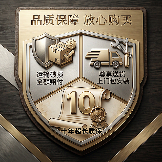 让这张图看起来高级一些，不要这么多文字图案罗列，卖点破损包赔，送货上门包安装，十年质保