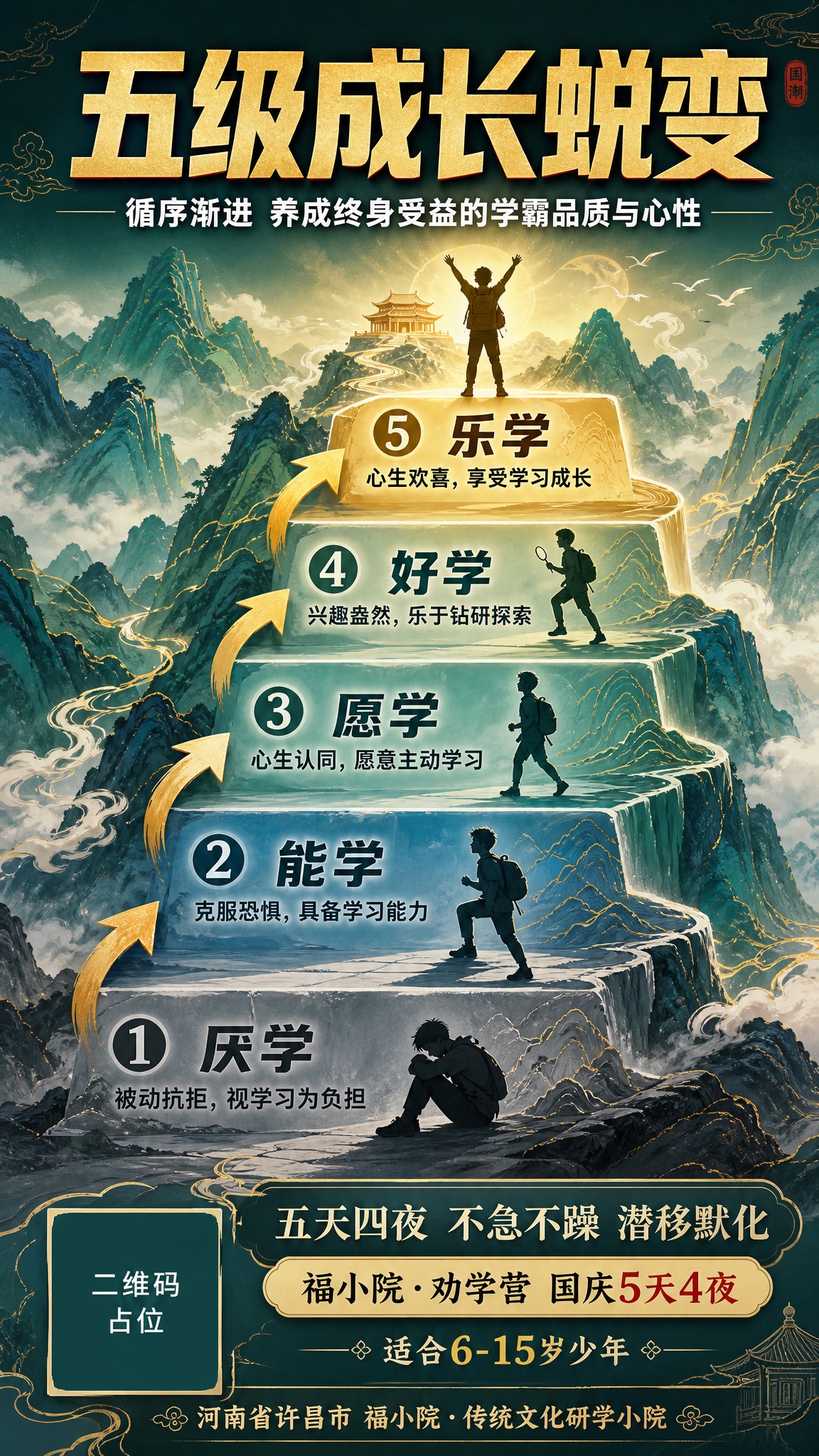 一张国潮新中式风格的成长蜕变主题竖版海报，9:16比例。主题为… - 图片创意预览