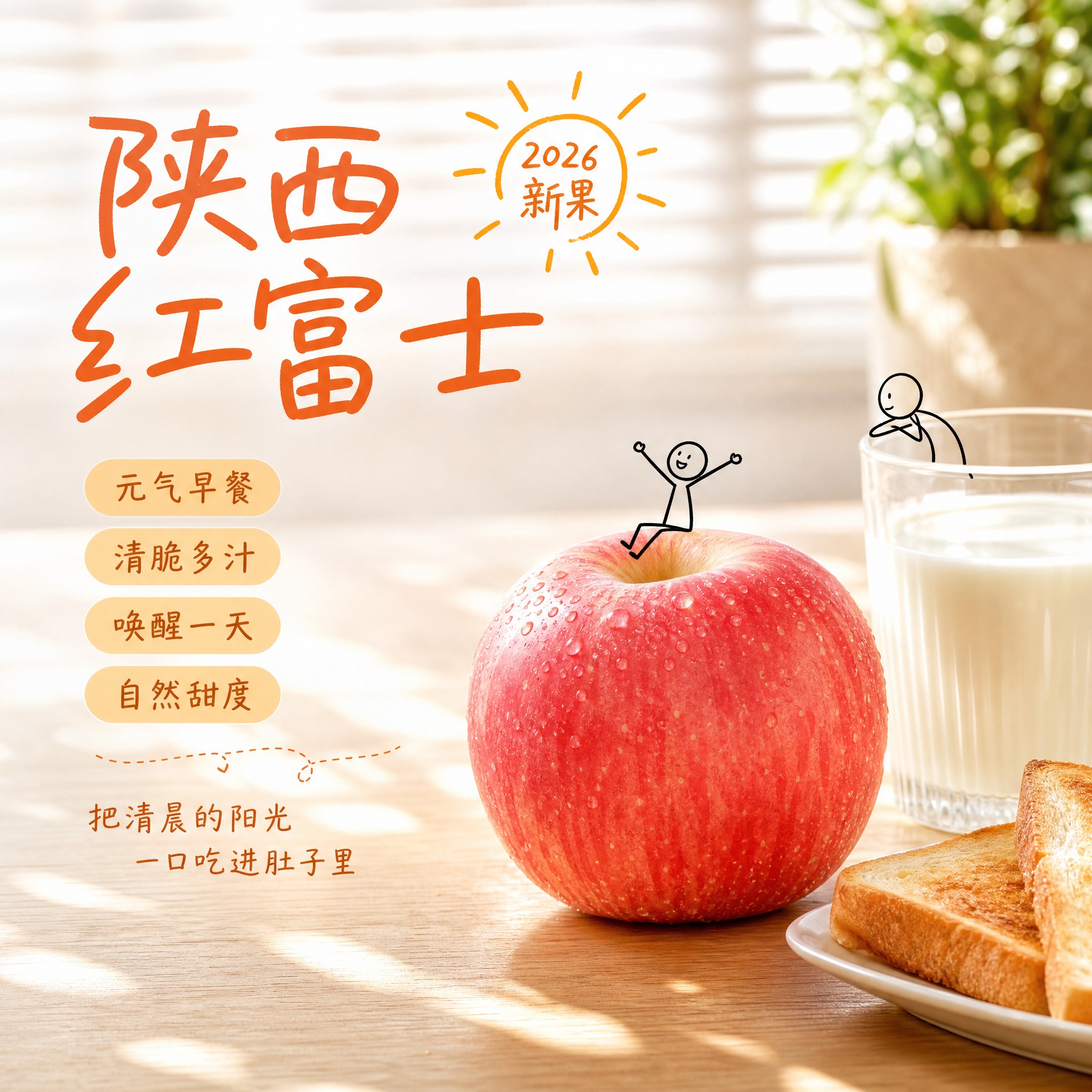 [主图-1] 主题：清晨的第一口清脆 窗台早餐场景 主打元气早… - 图片创意预览