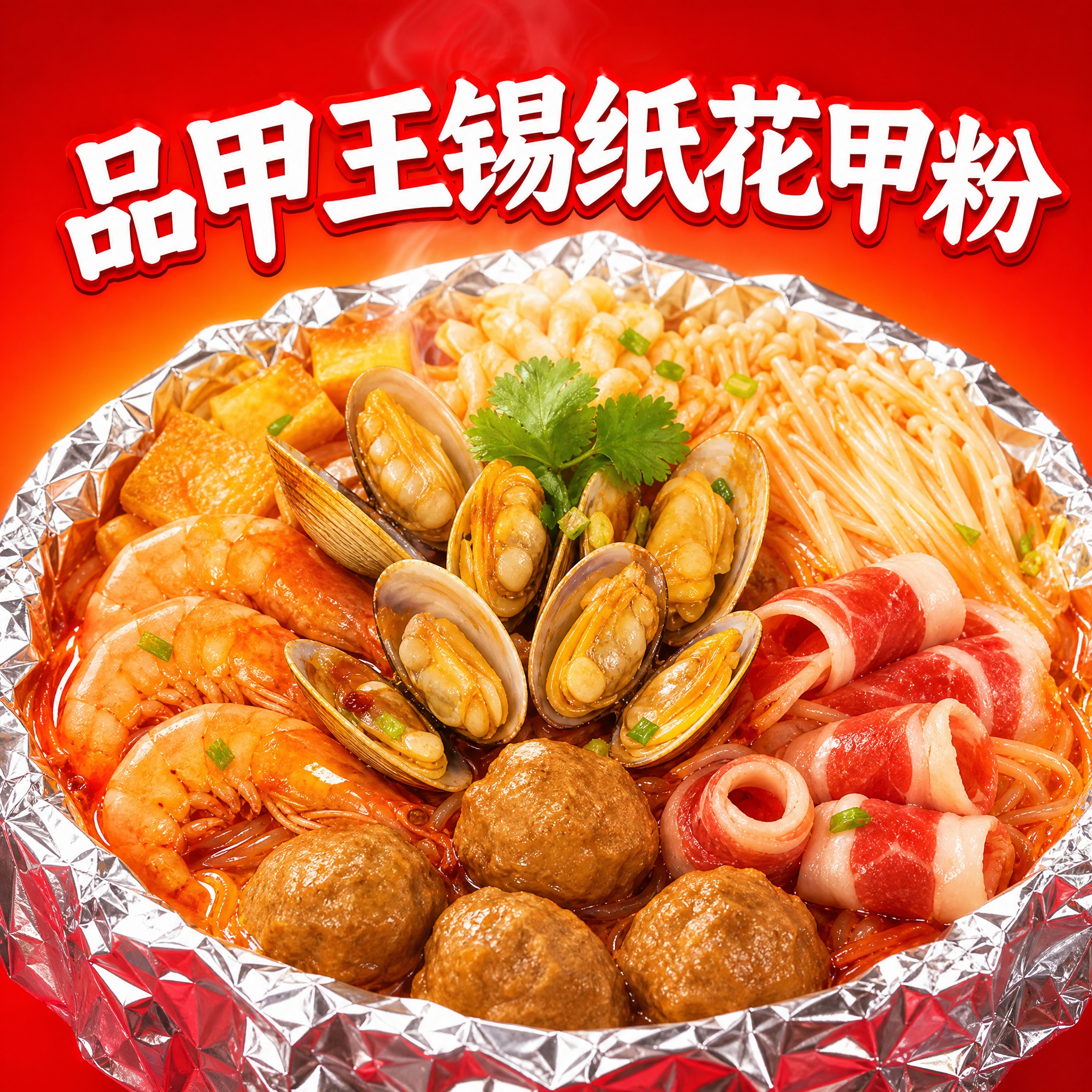 外卖店铺头像设计，1:1正方形构图。画面中心是一碗锡纸花甲粉的… - 图片创意预览