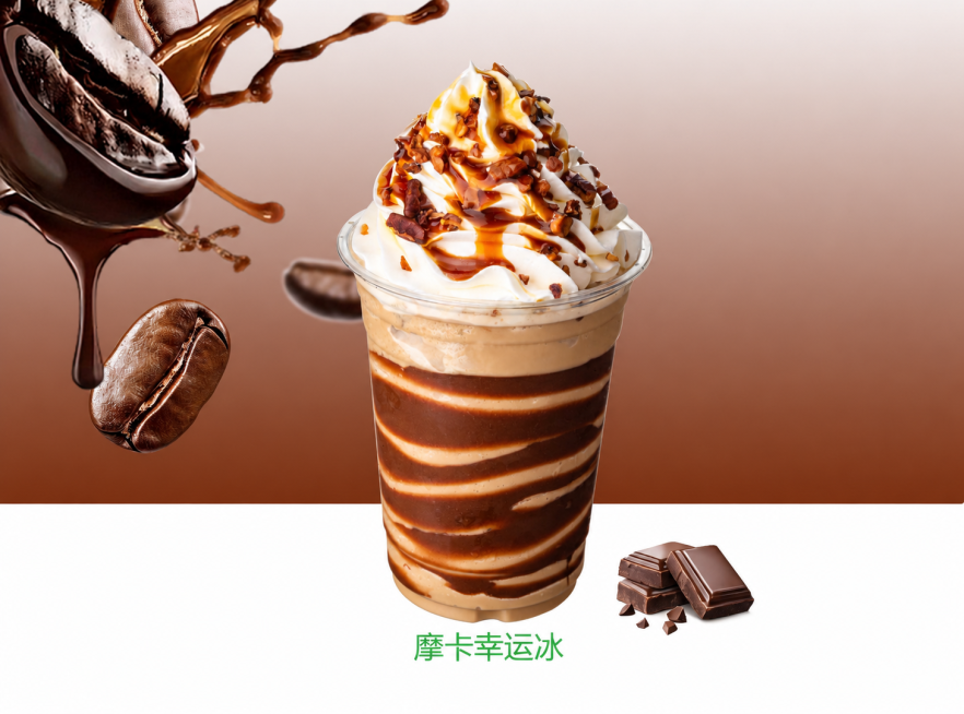 去除图片中杯子上的WE LUCKY COFFEE字样以及四叶草标志，底部的WE LUCKY COFFEE文字也去除，保持图片其他所有元素、构图、颜色不变，自然融合背景预览效果