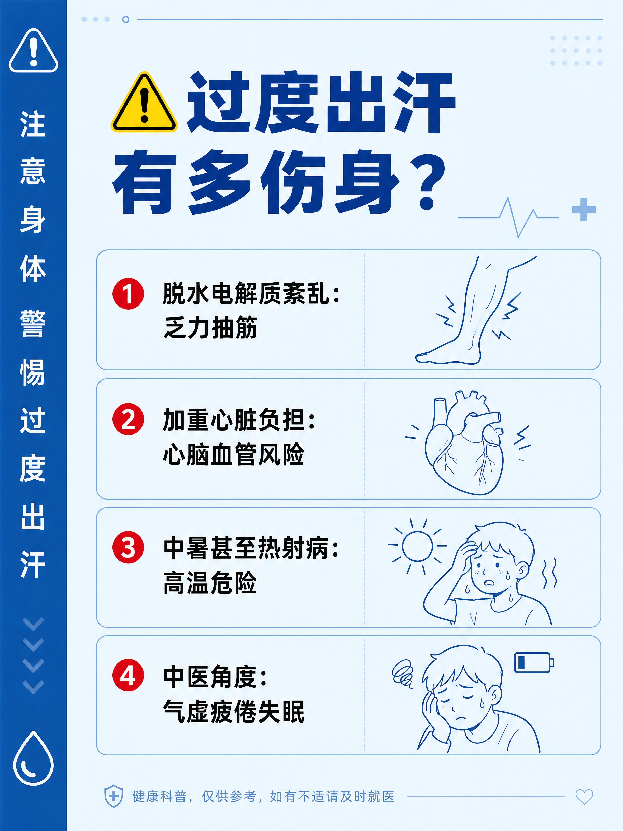 小红书系列笔记配图第4张，医疗蓝线稿插画风，统一风格，生活化科… - 图片创意预览