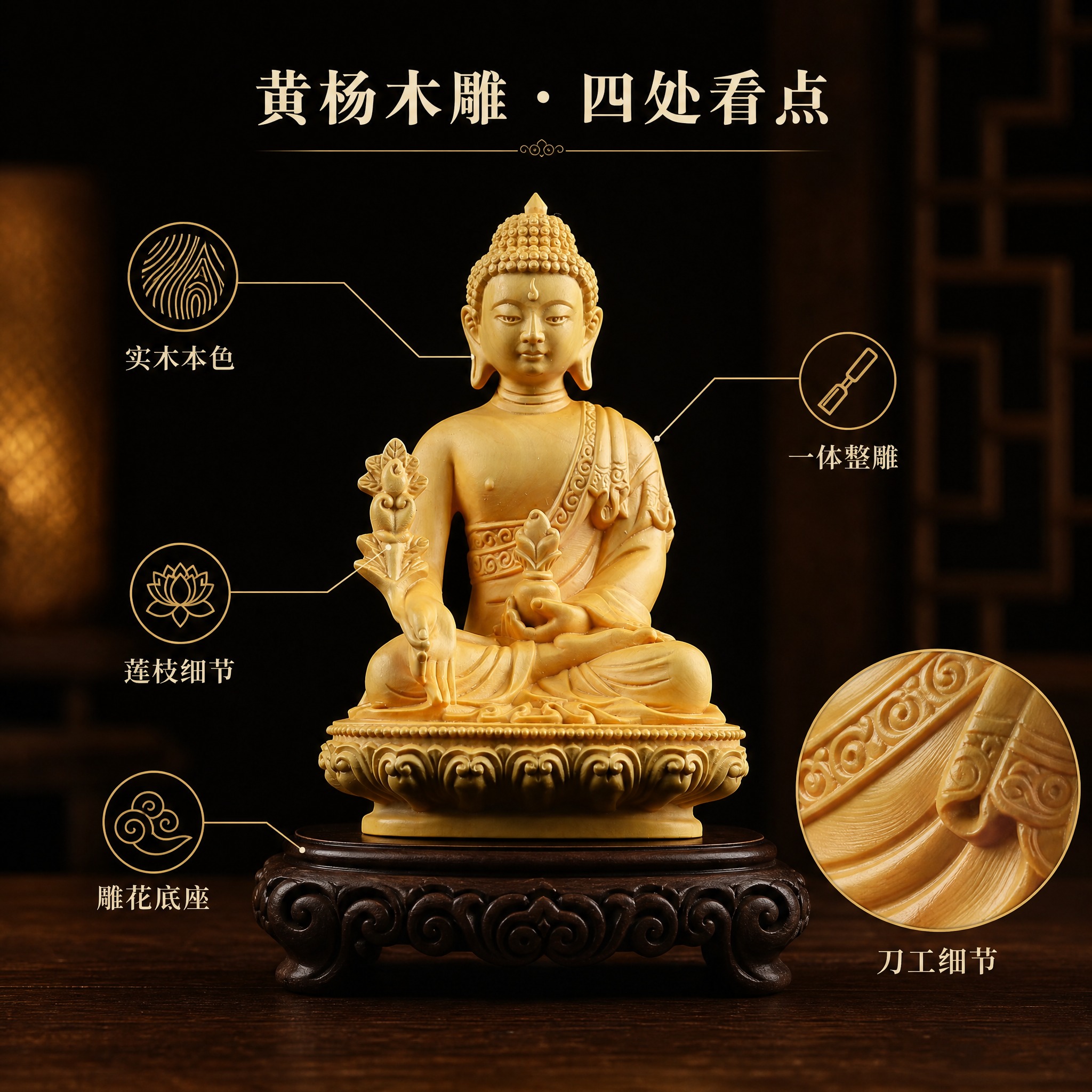 [主图-2] 工艺卖点信息图：商品主视觉加四个图标卖点与指向引… - 图片创意预览