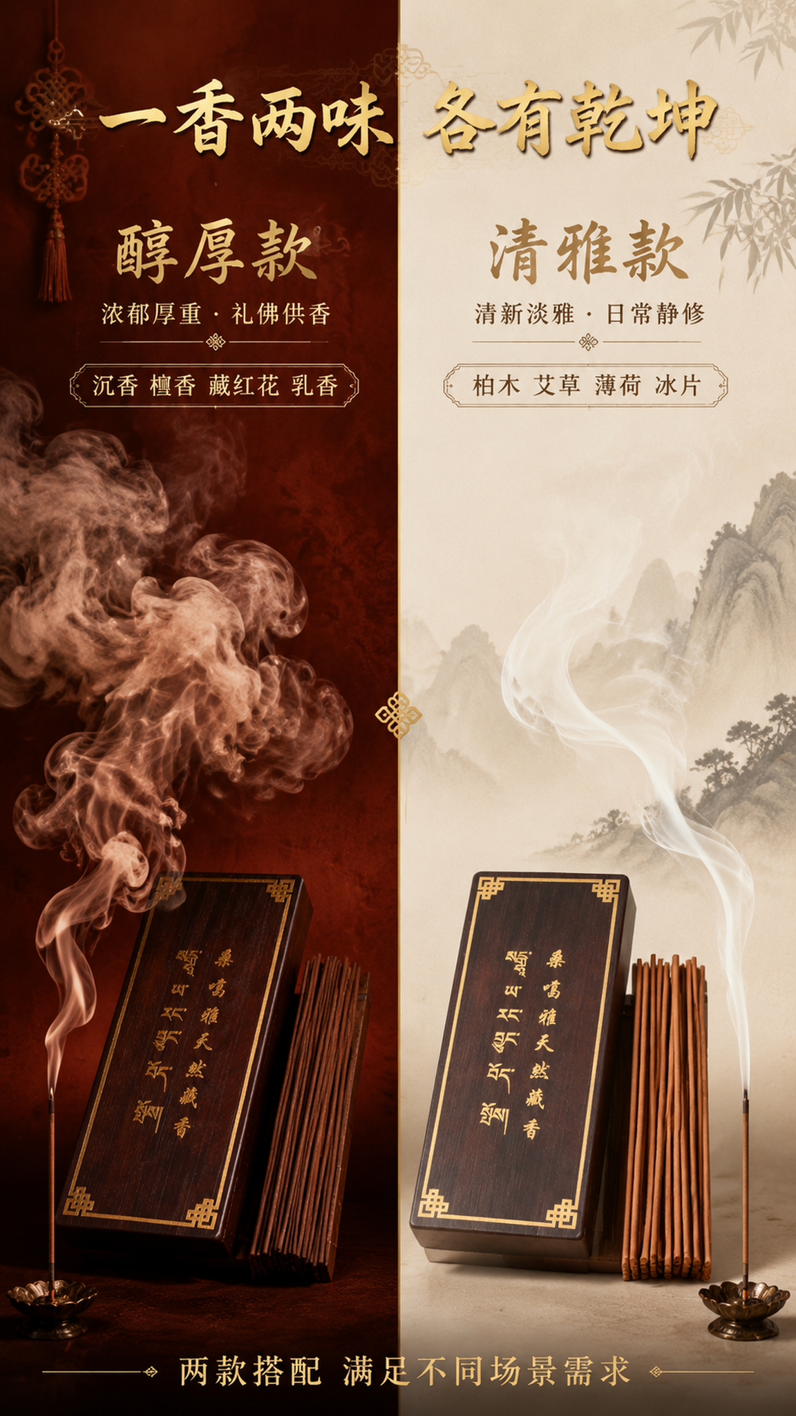 [第8张] 香气层次页-两款线香对比展示。本张使用【图7】和【… - 图片创意预览