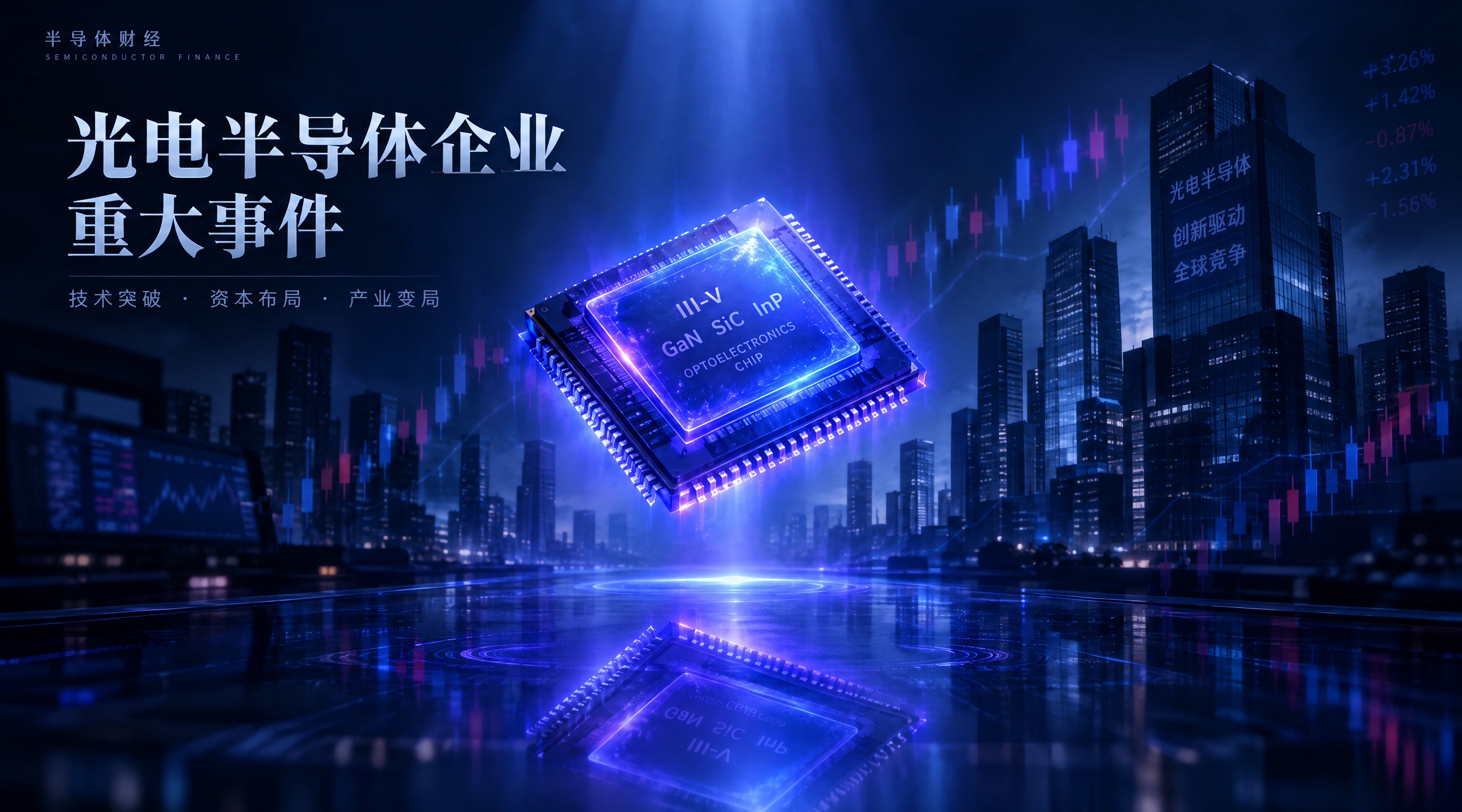 半导体财经产业封面图，主题为光电半导体企业重大事件。画面中心是… - 图片创意预览