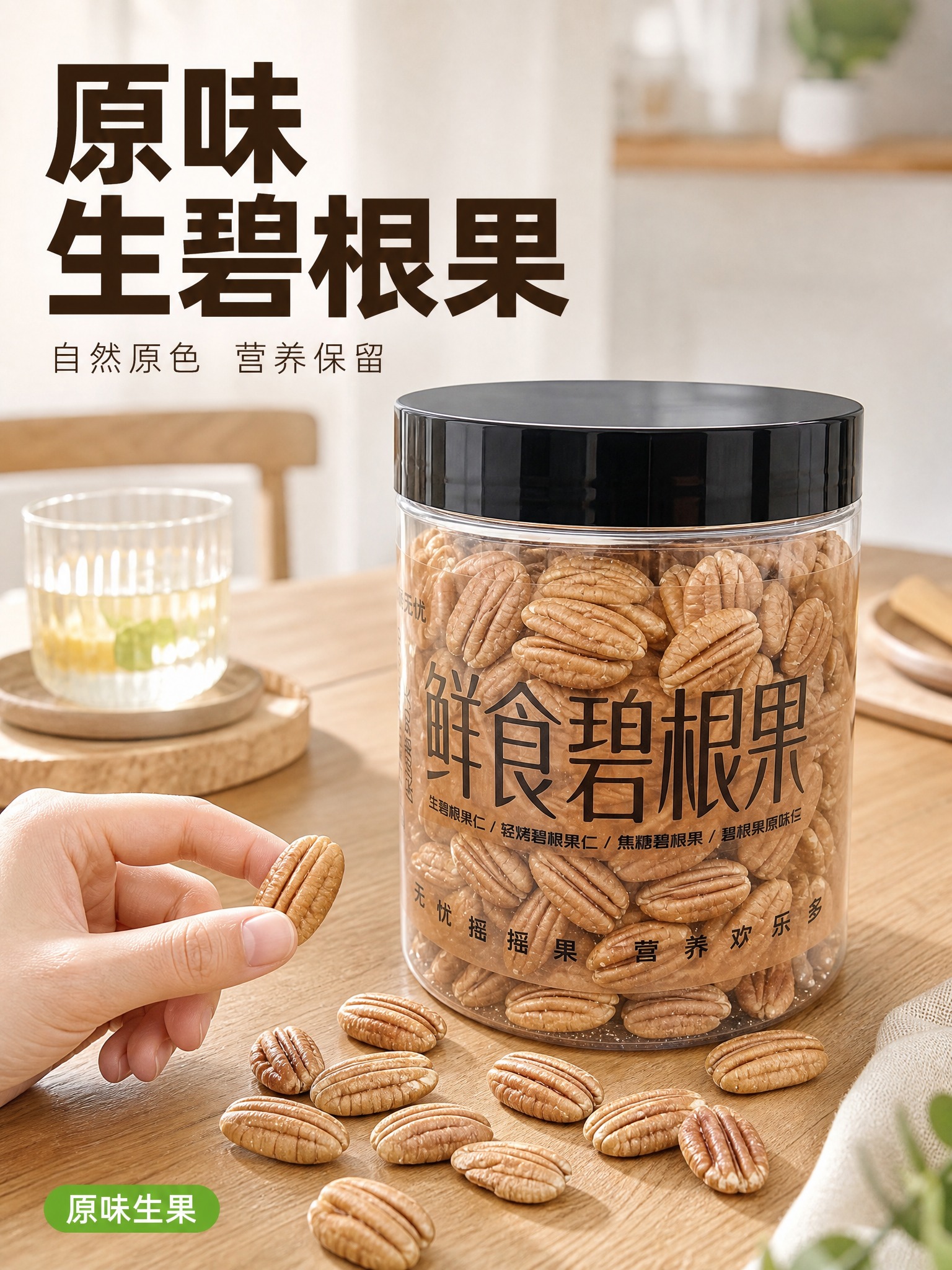 [主图-1] 首图点击率 生碧根果罐装产品清新自然展示。 [统… - 图片创意预览