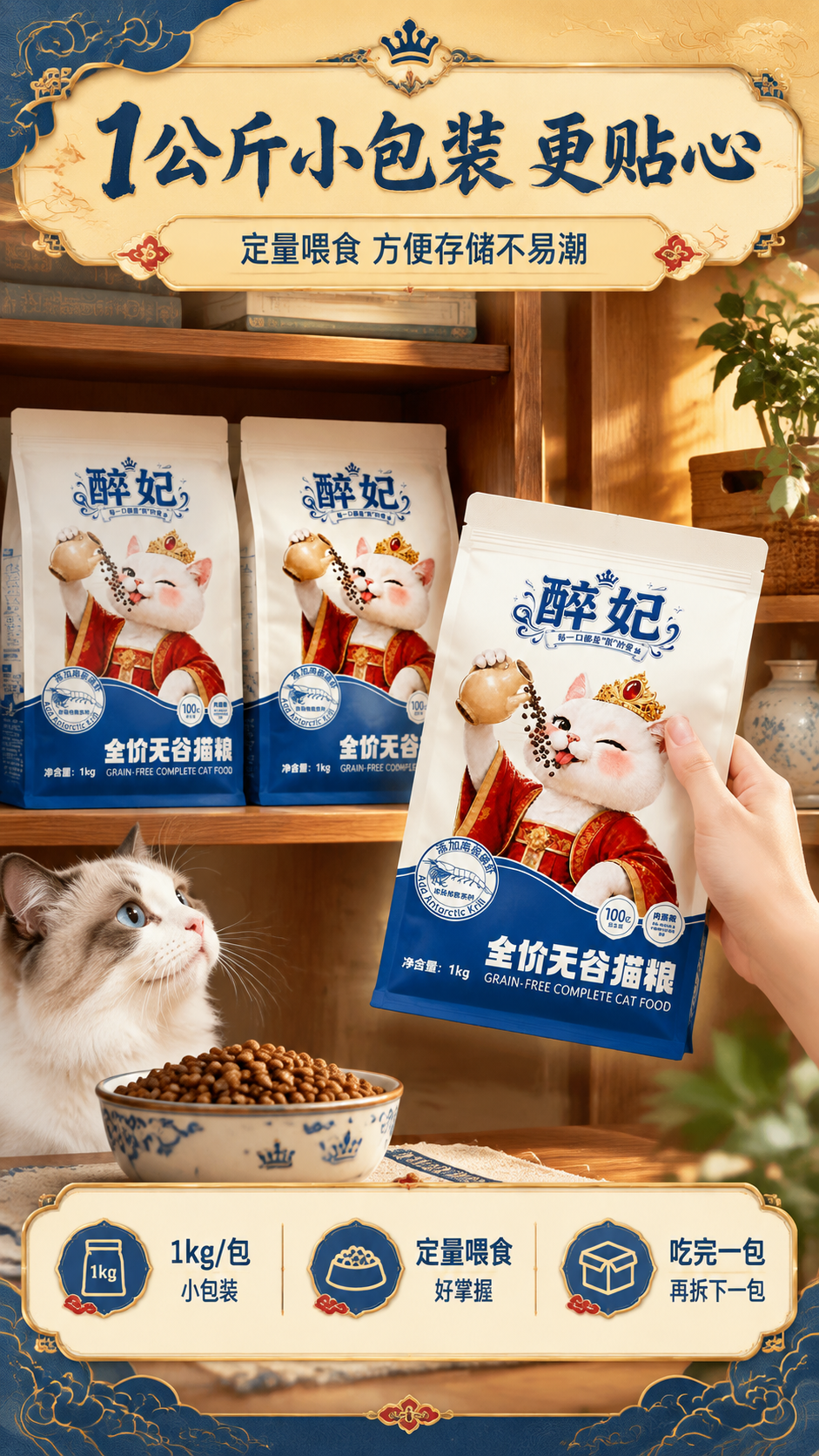 [商品] 使用【图1】醉妃全价无谷猫粮包装袋；保留所有包装文字… - 图片创意预览
