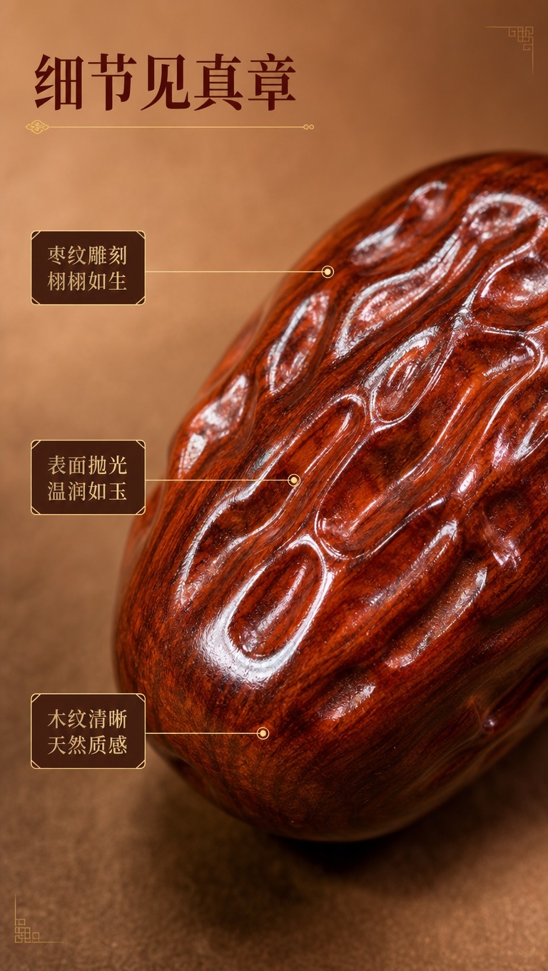 [商品] 使用【图1】红枣手把件；保留红枣造型、实木材质、红棕… - 图片创意预览