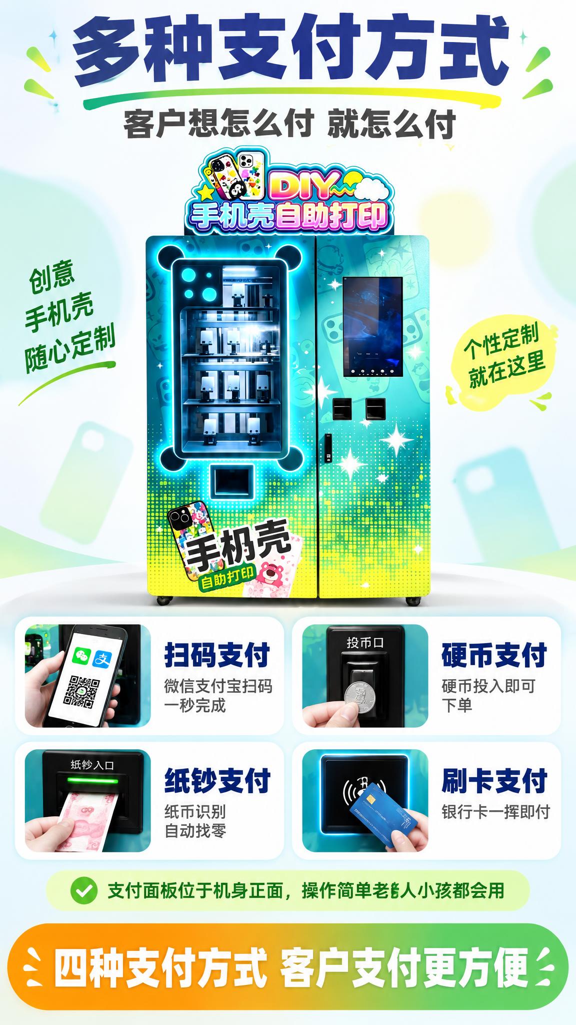 [详情页-3 多种支付方式] DIY手机壳自助打印贩卖机多种支… - 图片创意预览