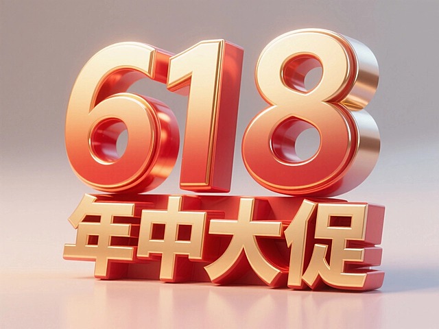 主标题为“618”，副标题为“年中大促”，红金渐变大字